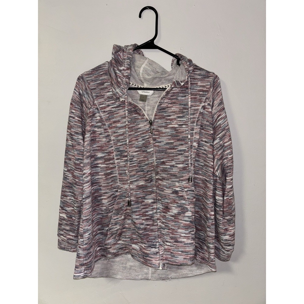 Cj Banks Women's Zip Up Jacket Multicolored With Drawstring For Hood